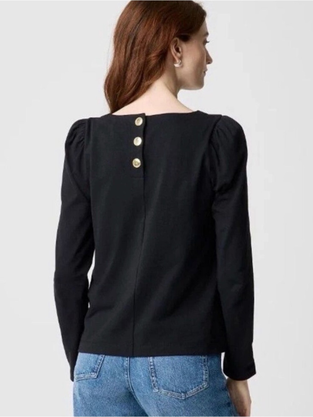 J. Crew Puff-sleeve button-back top